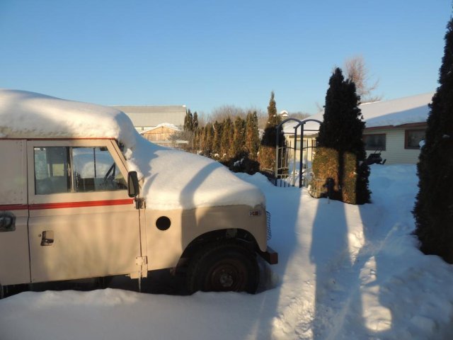 Land Rover Série 3 couvert de neige et glace par moins 30